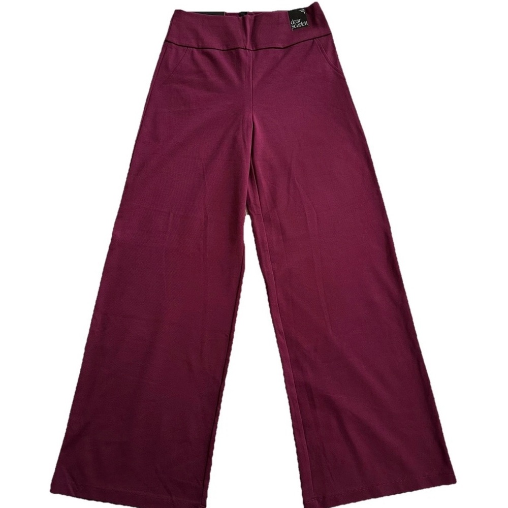 Dear Scarlett Magic High Waist Wide Leg Wine Pants-S-Business Chic Office Siren - Picture 2 of 9